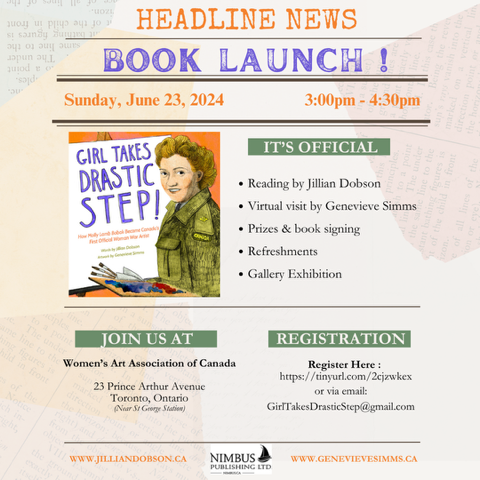SueIrwinWrites's tweet photo. 📣Congrats to @jillian_dobson on your debut #picturebook, GIRL TAKES DRASTIC STEP!: HOW MOLLY LAMB BOBAK BECAME CANADA'S FIRST OFFICIAL WOMAN WAR ARTIST (pics by Genevieve Simm).📣Book launch party this Sunday! #CANSCAIP #amreading #nonfiction #STEAM #kidlit #biographies🎨📚 https://t.co/4csL5WTAin