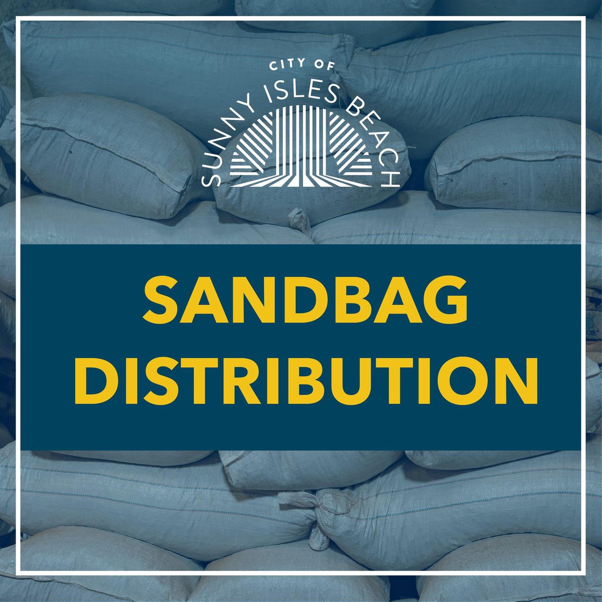 CityofSIB's tweet photo. Today from 12 – 3 PM, we will be distributing sandbags to Sunny Isles Beach residents under the William Lehman Causeway, located at 19160 Collins Ave. Please bring your Sunny Isles Beach Resident ID Card or driver’s license to show proof of residency. https://t.co/MSs0fCgHoH