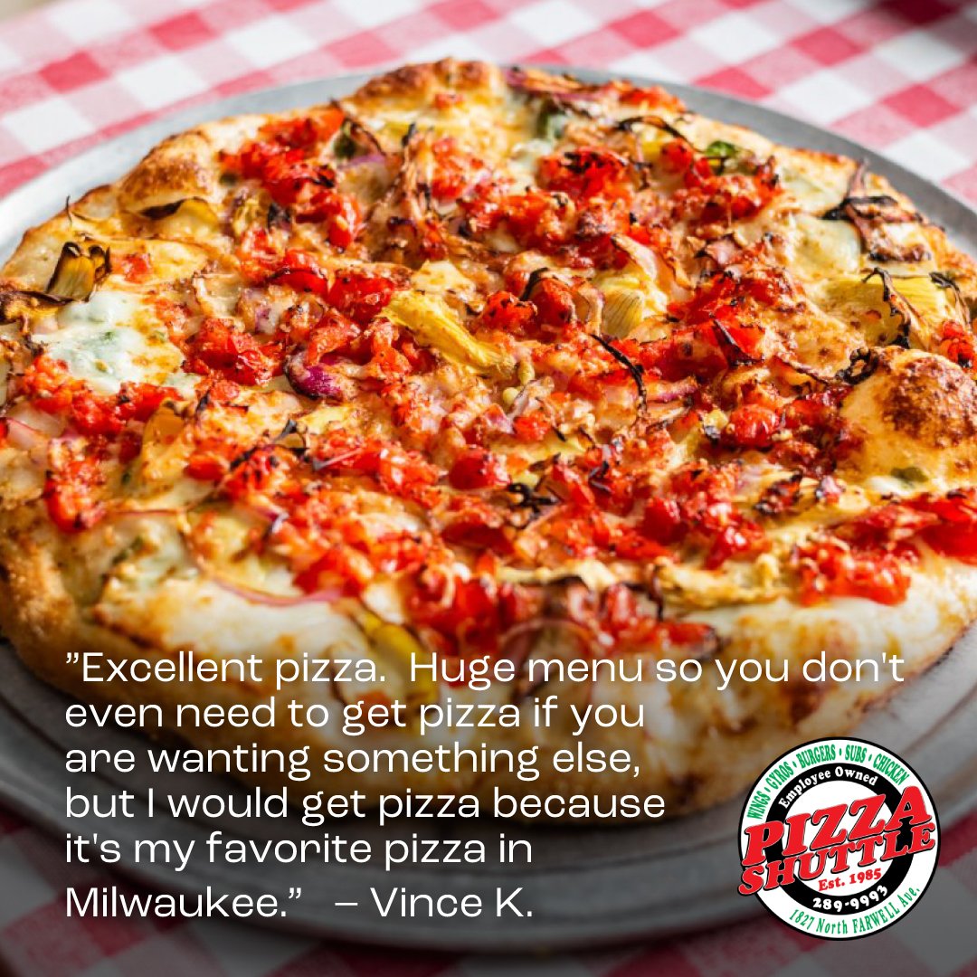 🍕 We love hearing from our satisfied customers! Whether you’re craving our legendary pizza or something else from our diverse menu, Pizza Shuttle has you covered. Thanks, Vince, for the fantastic review!

#PizzaShuttle #Milwaukee # Pizza