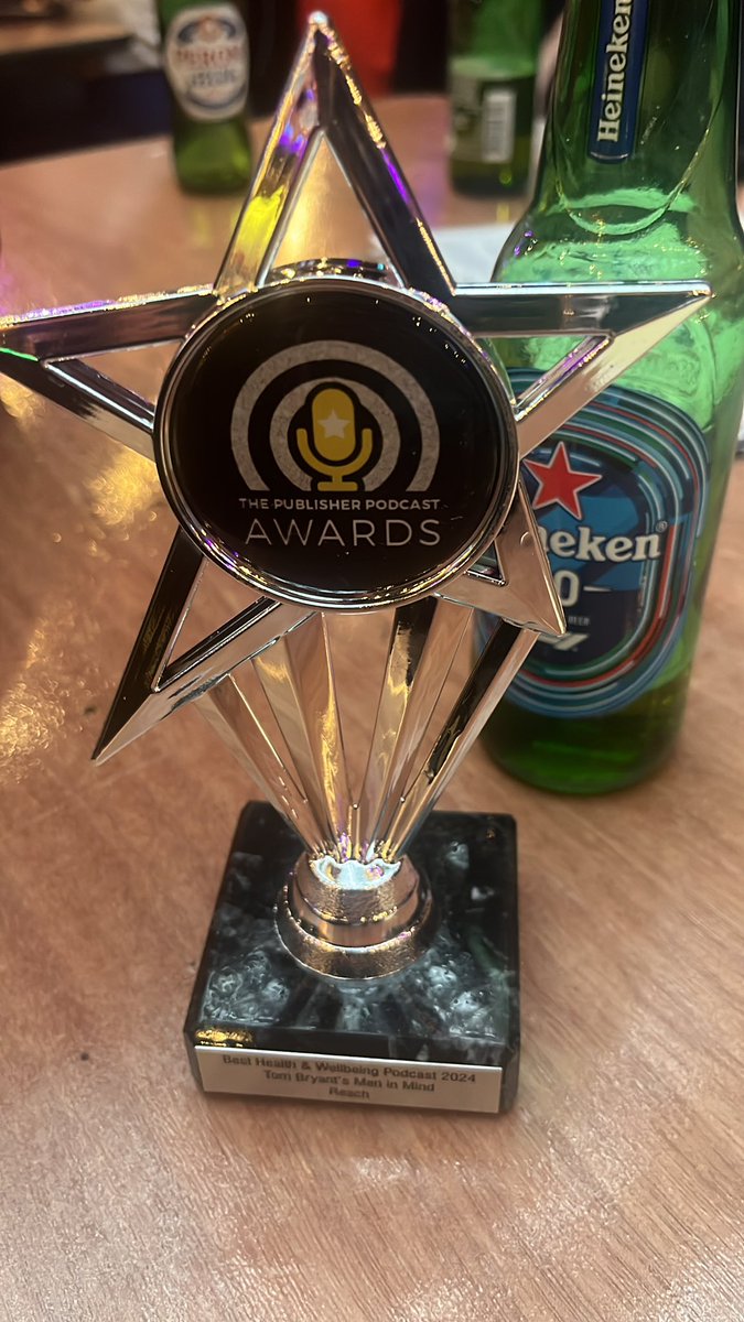 Delighted that the Men in Mind podcast with <a href="/MindCharity/">Mind</a> is officially award-winning! Thanks to the Publisher Podcast Awards, all the <a href="/DailyMirror/">The Mirror</a> team who worked on it….and all the great guests for telling their stories. (A big night on the Heineken 0.0s was had!).
