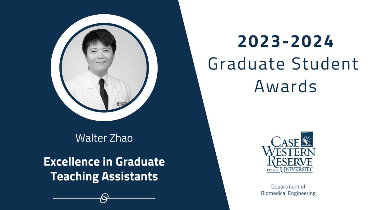 Winner of the award for Excellence in Graduate Teaching Assistants: Walter Zhao 🎉

Congratulations to all 2024 graduate student award winners! 👏🏼