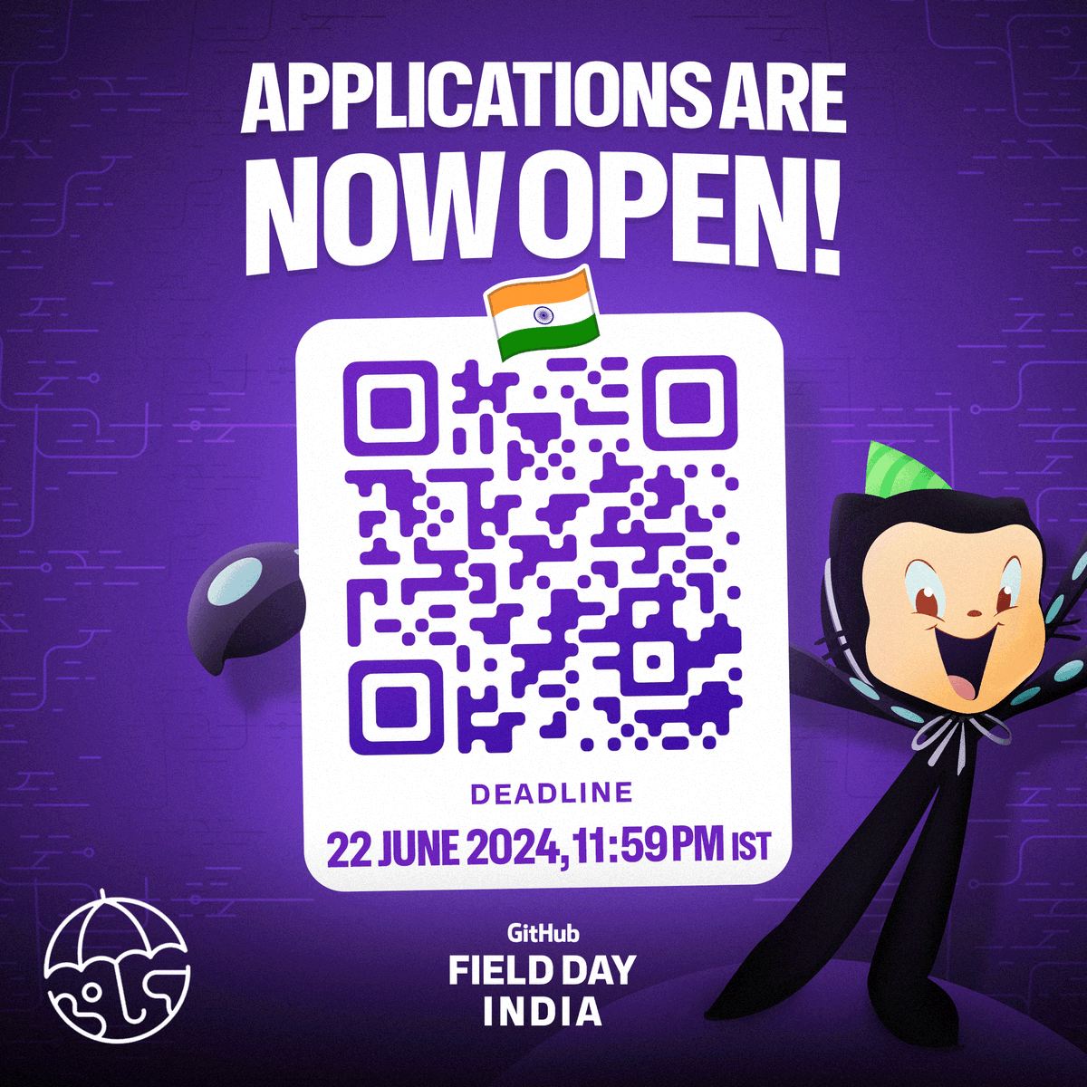 Mic drop! Applications for GitHub Field Day India 2024 are now OPEN! ☂️

Take a moment with your favorite cup of coffee to submit an inspiring application! ☕️

Don't miss this opportunity to shine. Apply by June 22, 2024, using the link in the bio! 🏃
#GitHubFieldDayIndia
