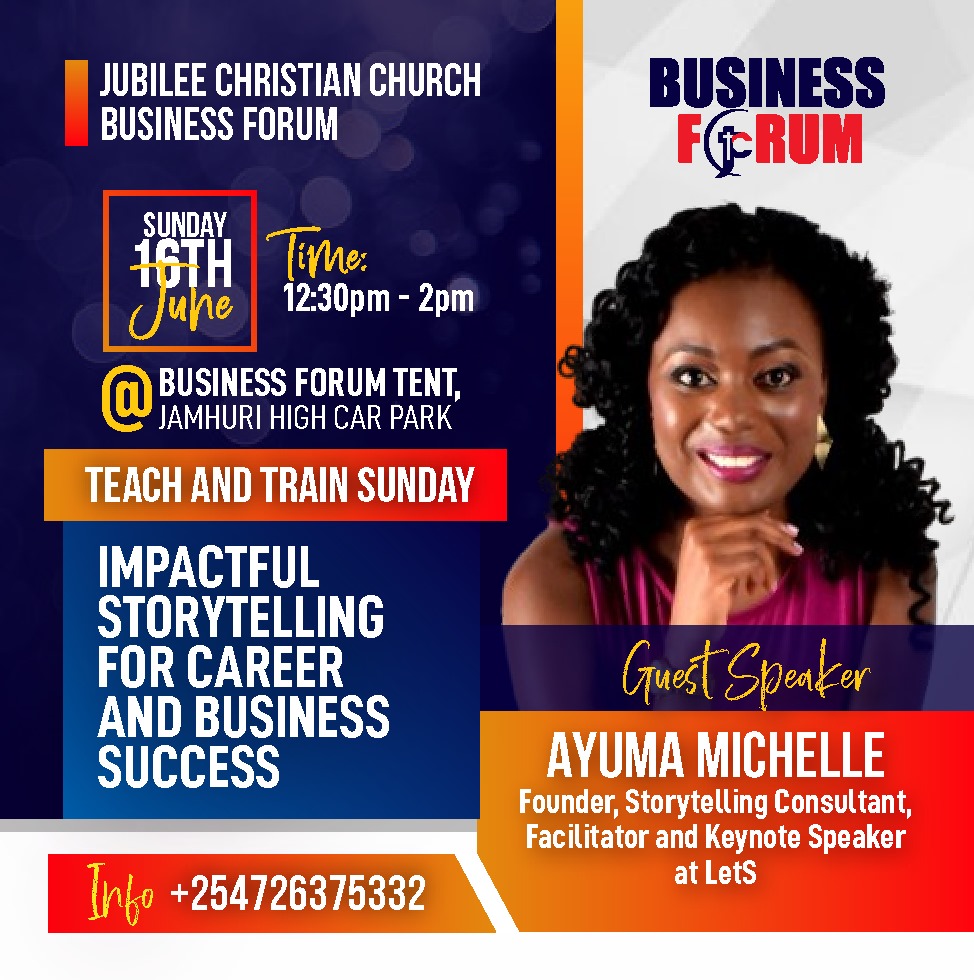 ayumamichelle_'s tweet photo. 💥👩🏾‍💼 Join me this Sunday, 16th June 2024 at the Jubilee Christian Church (JCC) Business Forum from 12:30pm to 2pm.
LetS story soon!

#storytellingforimpact #herstorymatters #storytelling #leadership #entrepreneurship  #facilitation #publicspeaking #empowerment #letsimpactstories https://t.co/eUw4ETNjfO