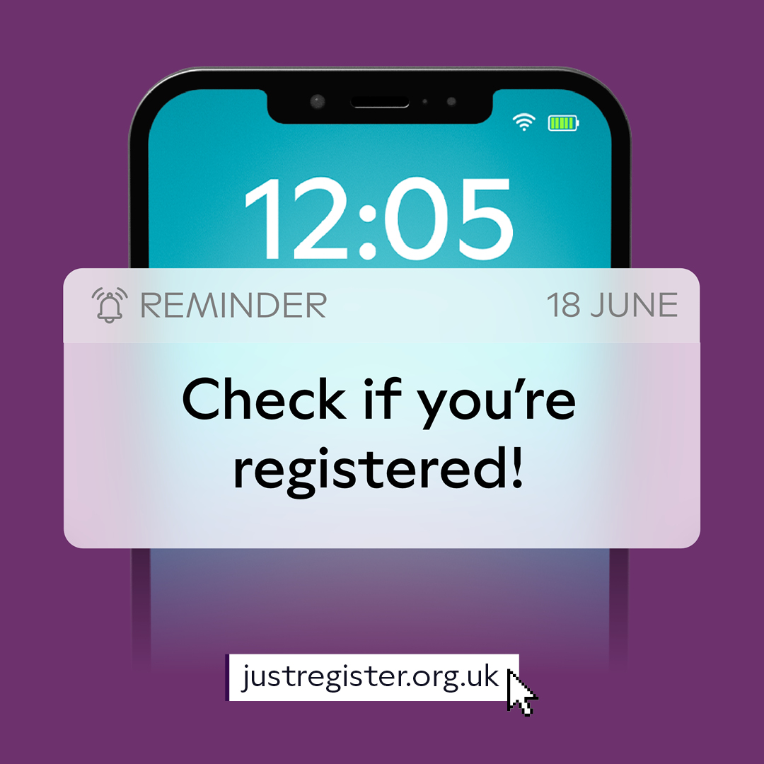 Don't leave it to the last minute - register to vote today ➡️ justregister.org.uk/?source=twitte…