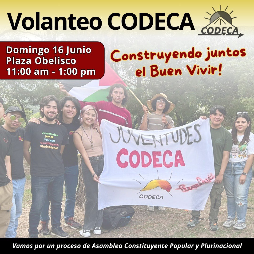 CodecaJuventud's tweet photo. ¿Qué es el Buen Vivir? 🌋 ¡En las calles buscaremos la respuesta!🗣️

Estaremos volanteando y conversando con las personas para conocer sus necesidades y sueños de una vida digna ✊🏼
 
Ahí nos vemos 🌋👀 https://t.co/HcSBxXwWvj