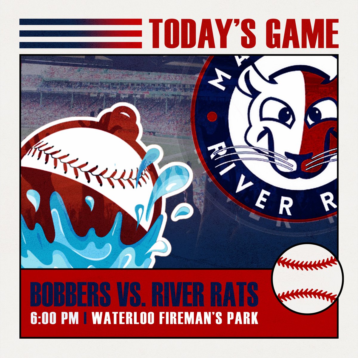 Tonight, the Northshore Bobbers face off against the Maunesha River Rats in Waterloo! First Pitch at 6 PM. See you there!

Stream through the River Rats Gamechanger.