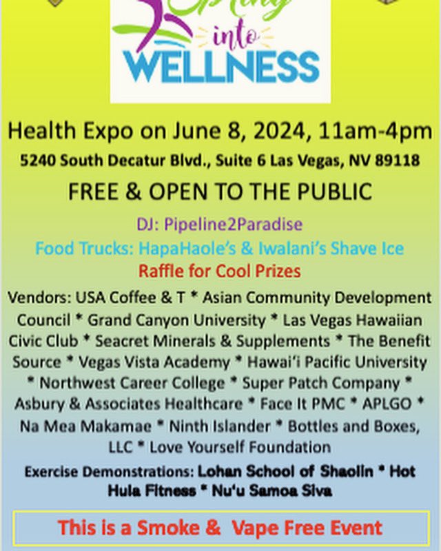 LasVegasHCC's tweet photo. One week out and we’re excited to be able to present our 4th annual Expo!  Come check it out and not only is there good info, a raffle, and healthy exercise demos, but a color wheel spin for the Keiki for small kine prizes — come join us! https://t.co/4Waa2Ty0O9