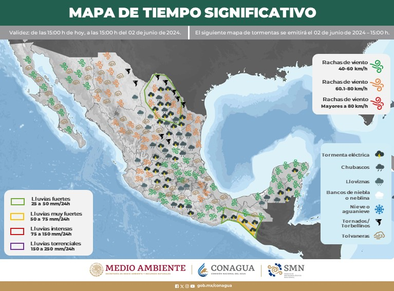 conagua_clima's tweet photo. ⚠️ Se prevé que en las próximas horas la #OndaTropical número 1 se desplace sobre el #GolfoDeTehuantepec, pronosticándose #Lluvias puntuales muy fuertes en #Chiapas y fuertes en #Oaxaca. https://t.co/mszR6gDJWr