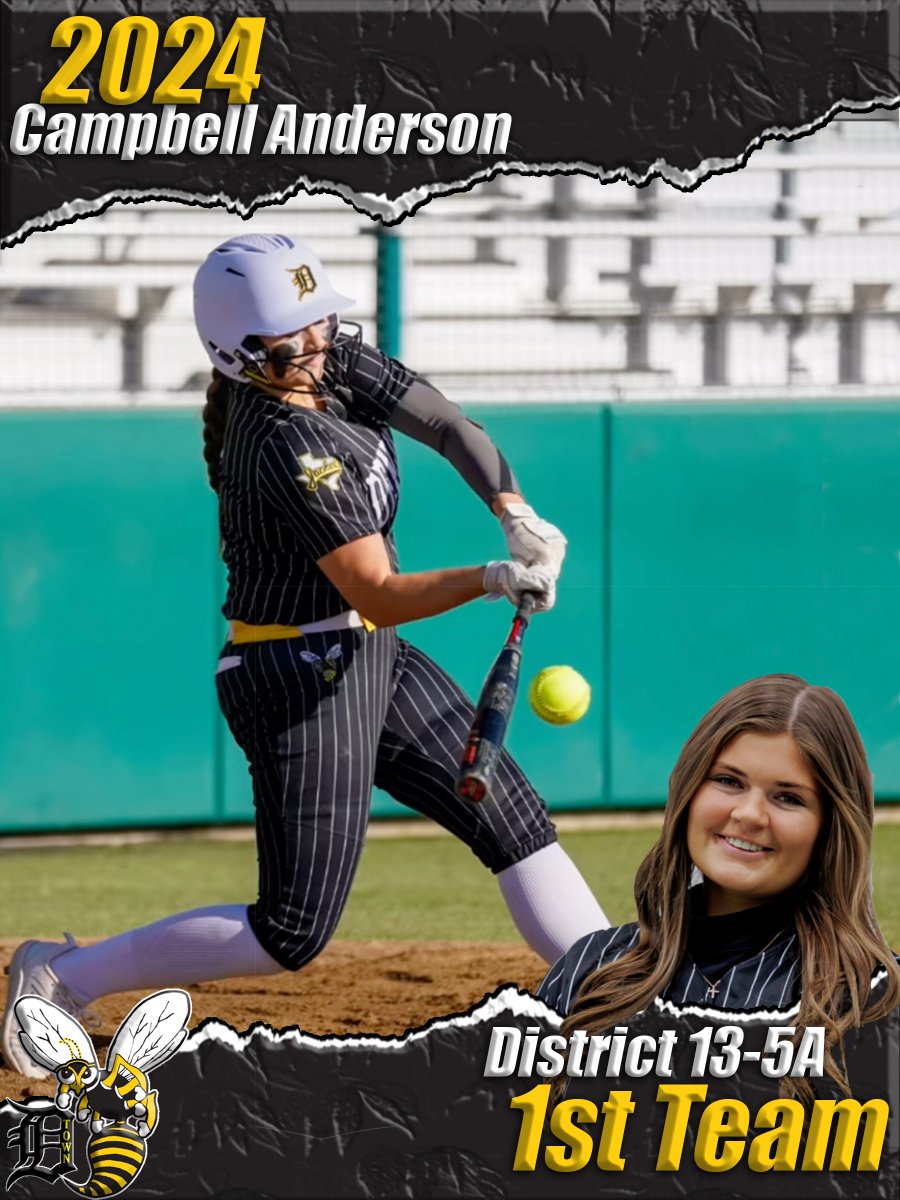 DHSLJSoftball's tweet photo. Congrats to District 13-5A Rep @SoftballMelissa on winning the 2024 State Championship!   We can now officially announce our All-District Team members.  Starting off with our 1st Team 13-5A All-District Players @campbell07_ and @Maddisonluper https://t.co/l7RFxMrzDG
