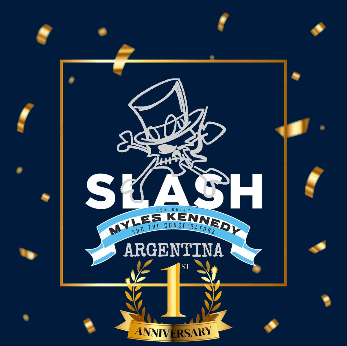 Llegó el 1er Aniversario! 🎩🎉
Hoy celebro con mucha alegría el primer año de esta fan page, y no podría estar más emocionado de compartir este momento con todos ustedes!
Gracias por estar aquí y por todo su apoyo! Vamos por mucho más!

<a href="/Slash/">Slash</a> ft <a href="/MylesKennedy/">Myles Kennedy</a> &amp; The Conspirators