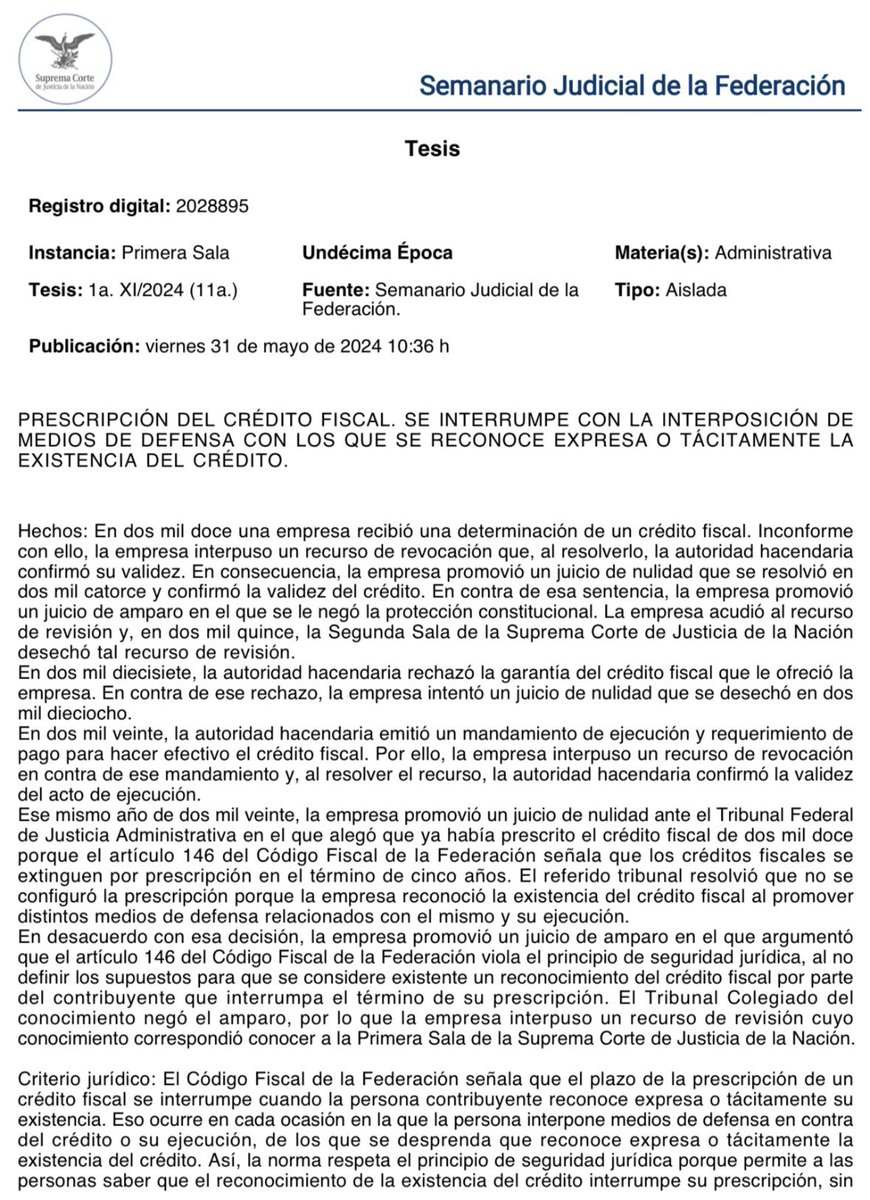El presentar un medio de defensa, no necesariamente implica que de manera automática se reconozca expresa o tácitamente la existencia del crédito fiscal. Van algunas recomendaciones. 🧵
