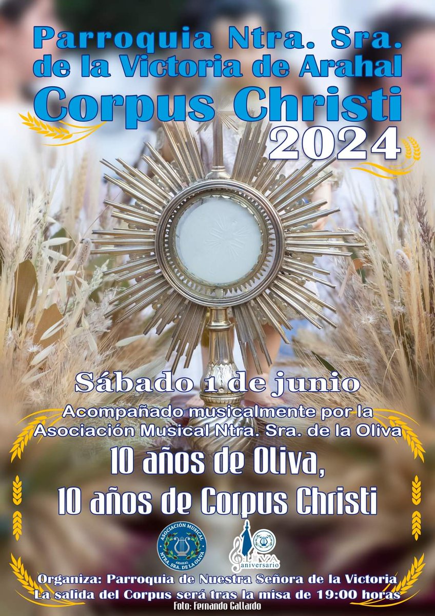 OlivaArahal's tweet photo. Decir Oliva, es decir Corpus de la Victoria. Porque aquí nació nuestra banda, porque sin Él no existiríamos, porque aquí empezó a curtirse hace 10 años ya, lo que hoy en día es nuestra corporación musical. Sin saberlo, sin quererlo y sin pensarlo. 10 años de Oliva y de Corpus. https://t.co/o7dZN6lzJ6