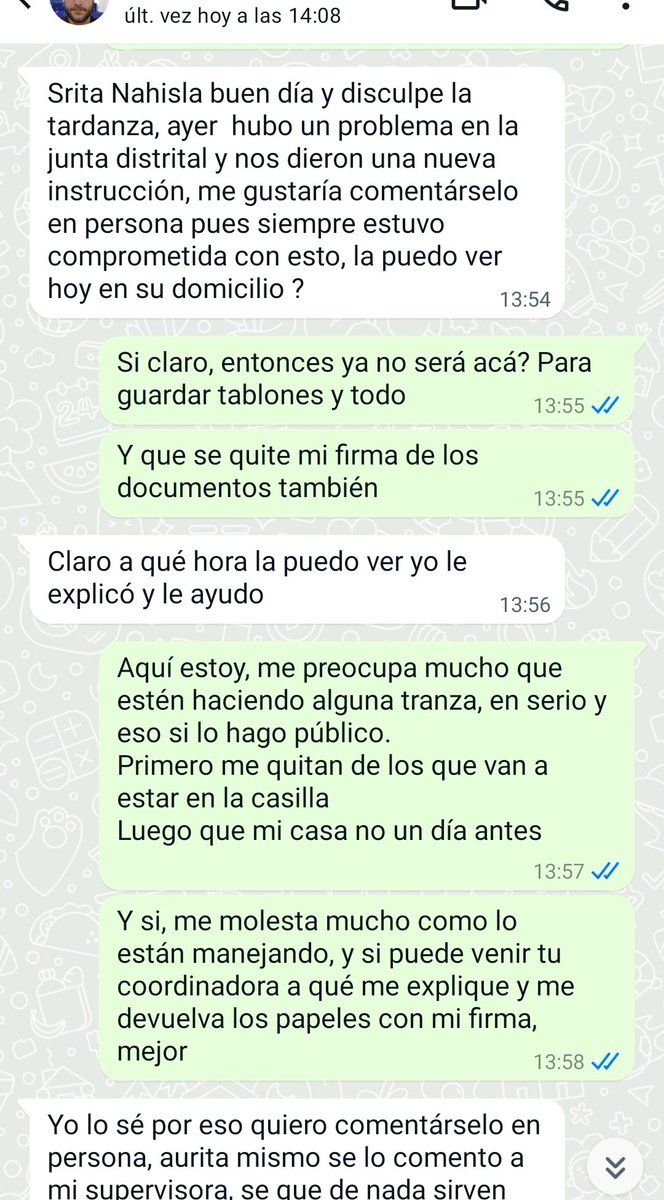 Nahisla's tweet photo. ⚠️⚠️⚠️⚠️⚠️⚠️⚠️⚠️⚠️⚠️⚠️⚠️⚠️
A 17 horas de las elecciones Y YO persiguiendo a la gente del @INEMexico porque no me contestan ni hay contacto, a qué hora traerían el material, por fin me atienden un WhatsApp, con esta respuesta. 
Me nombran Presidenta.
Me quitan de Presidenta.  1/x https://t.co/FKB4F9xnDI