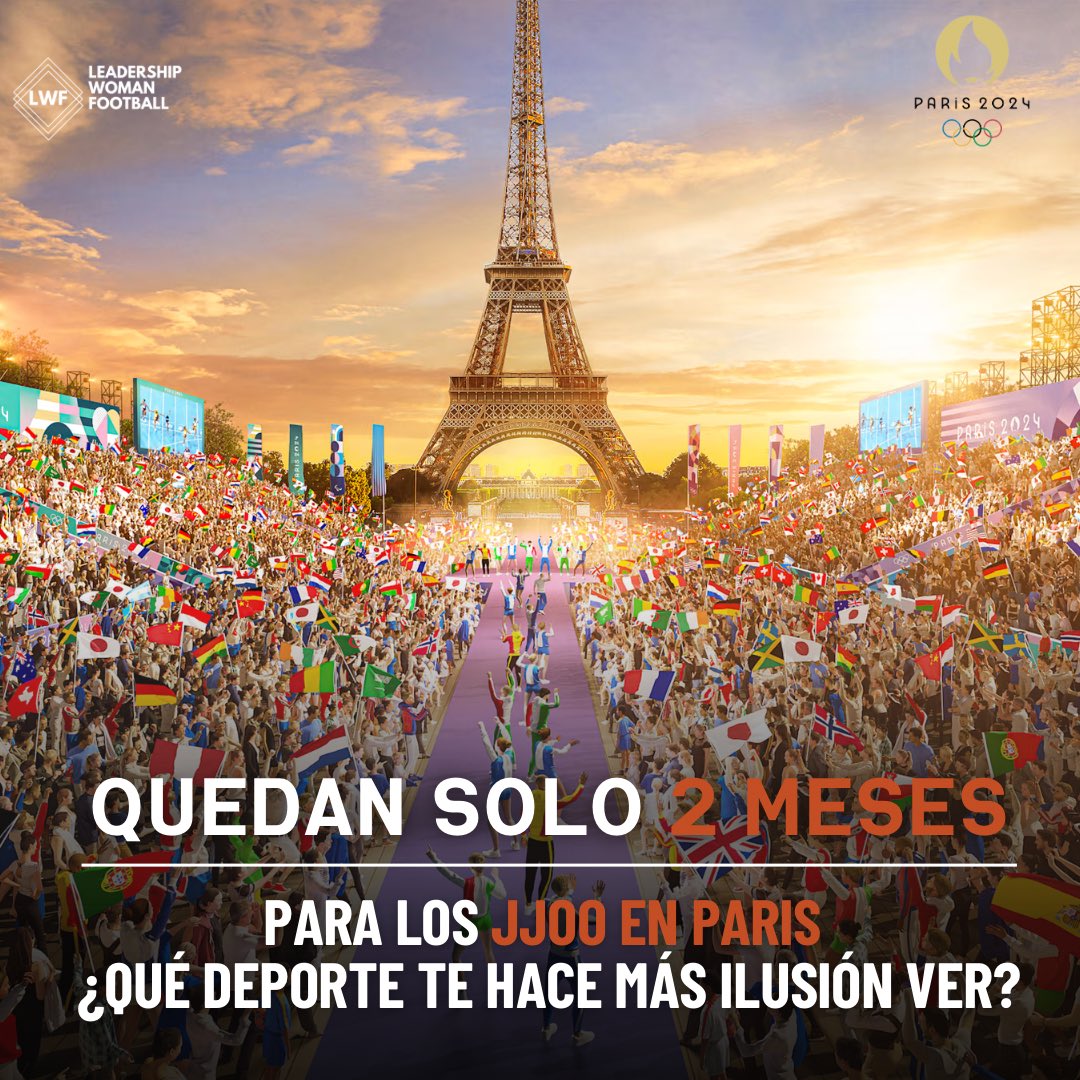LWFplatform's tweet image. 🎉 ¡El gran día está casi aquí! 🌟 ¡Solo faltan 2 meses para encender la llama de París 2024! 🔥 ¿Qué deporte esperas con más ansias? 🏅 #Paris2024 #Olimpiadas #CuentaRegresiva #Anticipación #AmantesDelDeporte #JuegosOlímpicos