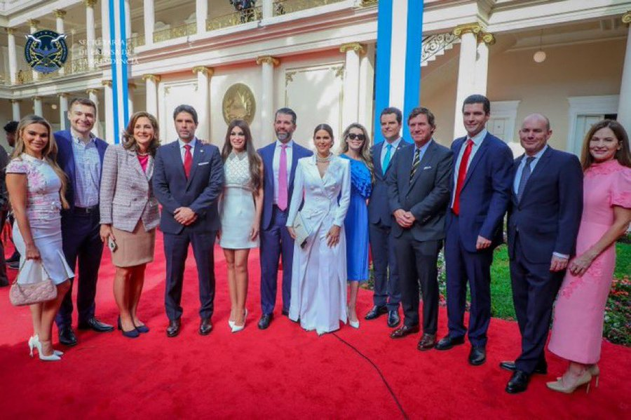 CitizenFreePres's tweet photo. Big MAGA turnout for Bukele inauguration in El Salvador.

Tucker Carlson, Matt Gaetz, Senator Mike Lee, Don jr and Kim. https://t.co/XqTS4btFDz