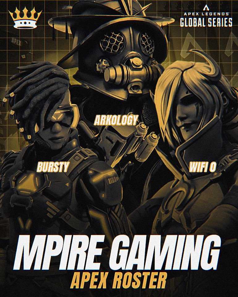 As we start this season of <a href="/PlayApexEsports/">Apex Legends Esports</a> , let’s welcome MPIRE Gaming back to the split 😤

Ape gang ➡️MPIRE Gaming 

<a href="/BBursty_/">Bursty</a> 
<a href="/wifizero_/">wifi</a> 
<a href="/Arkology_/">Ark</a> 

#MPIRErising