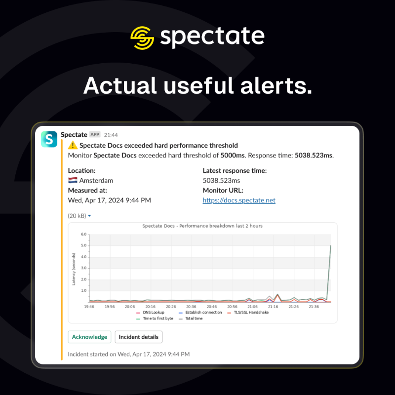 spectate_hq's tweet photo. Alerts that are actually useful 🤓

We can also call you if you want to.