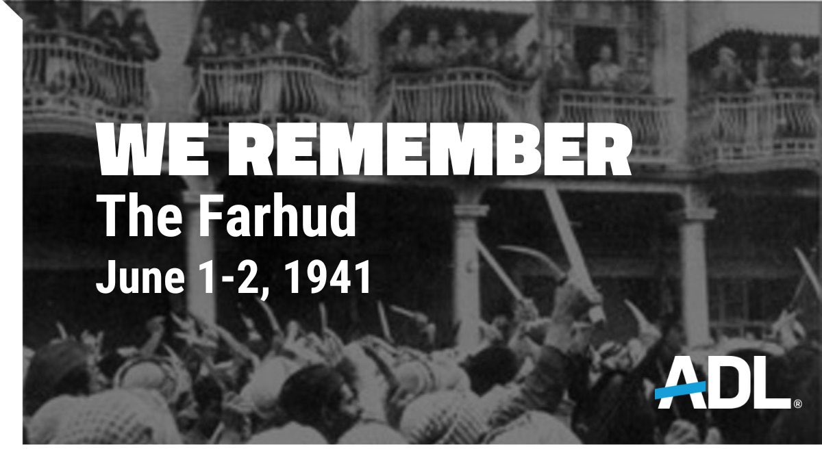 On this day in history:

The Farhud

Farhud (also Farhood; Arabic: الفرهود) was the pogrom or the 'violent dispossession' that was carried out against the Jewish population of Baghdad, Iraq, on 1–2 June 1941, immediately following the British victory in the Anglo-Iraqi War. The