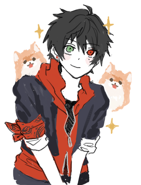 「male focus red shirt」 illustration images(Latest)