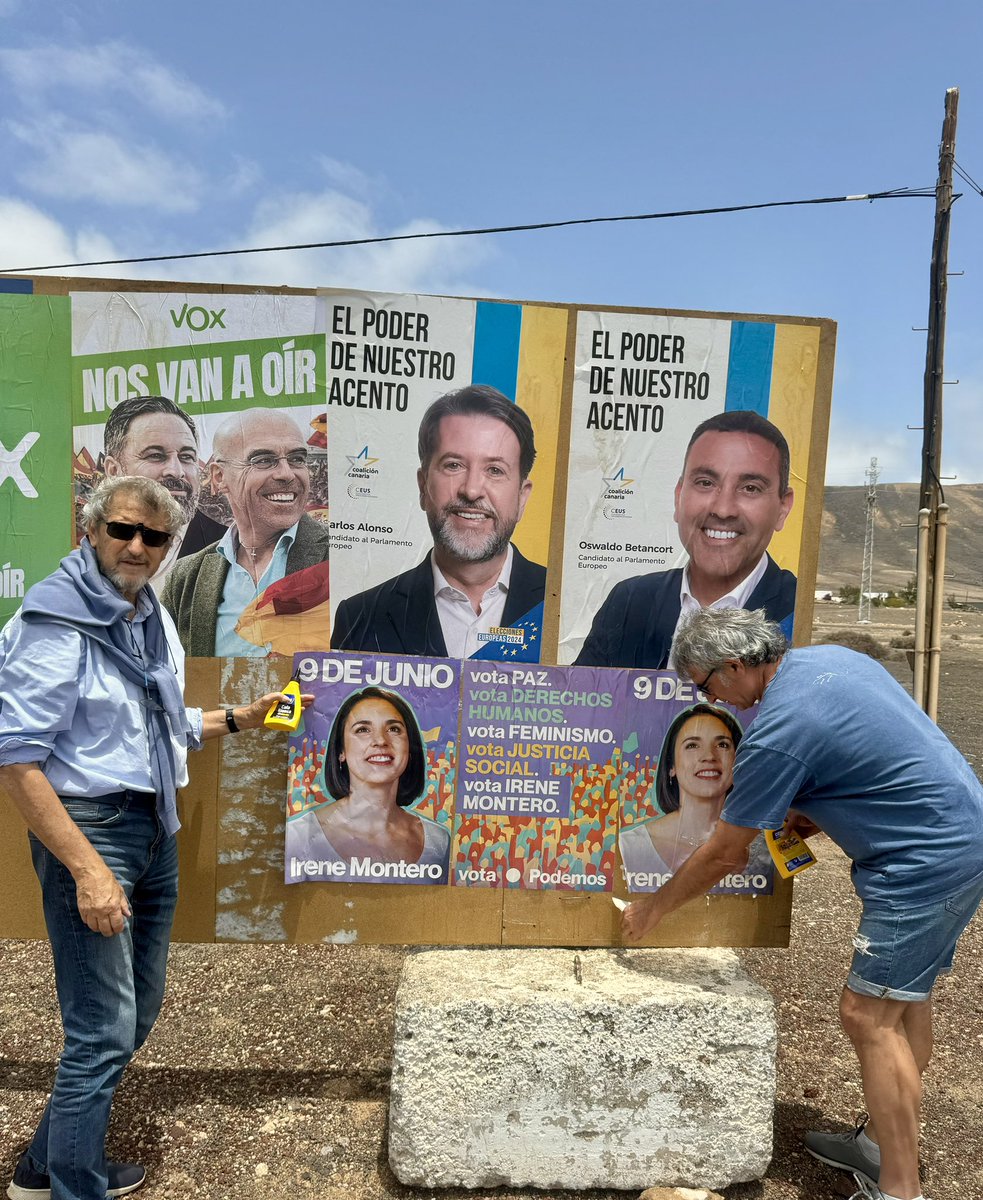 En #Lanzarote seguimos pegando carteles con ilusión, hoy por el sur de la isla. 

Que nadie se quede sin saber que  en <a href="/PODEMOS/">Podemos</a> tenemos una buenísima selección de personas valientes y luchadoras dispuestas a dar la cara y representarnos en #Europa

<a href="/IreneMontero/">Irene Montero</a>
<a href="/isaserras/">Isa Serra🙋🏽‍♀️</a> 

💜