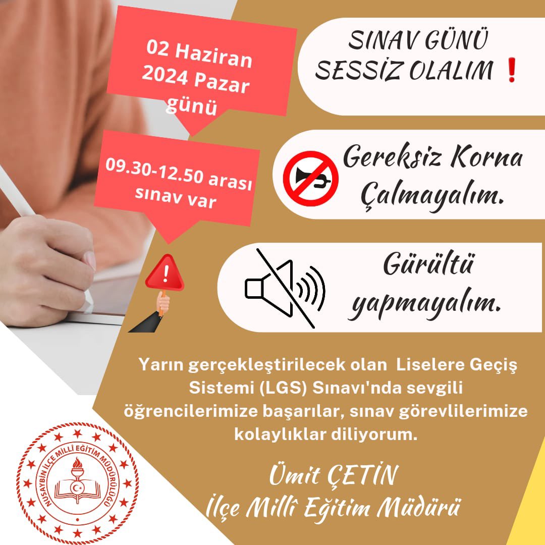 Sevgili öğrencilerimiz; uzun bir süredir hazırlandığınız bu sınavı en güzel şekilde geçerek hayalini kurduğunuz liselere yerleşeceğiniz noktasında sizlere olan inancımız ve güvenimiz tamdır. 

Değerli velilerimiz; anne ve babalar olarak sınav sonucu ne olursa olsun