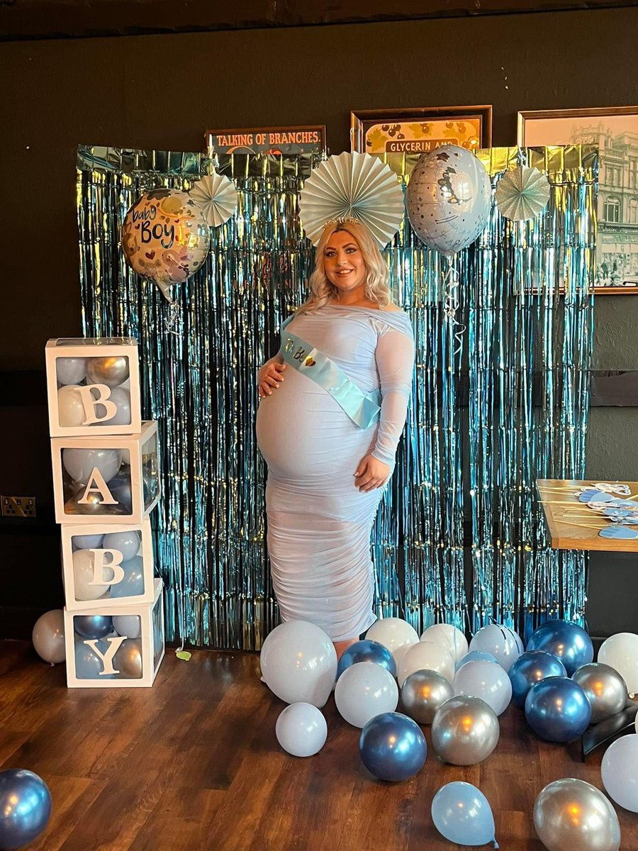 StacieM86's tweet image. It’s officially birth month! &amp;amp; baby shower number 2! 🥰👶🏽🎉🩵 had the best day! Me &amp;amp; the boy have been so spoilt yet again! So lucky to have such wonderful friends 🤩 #babyshower #week37 #3weekcountdown #pregnancy #readytopop