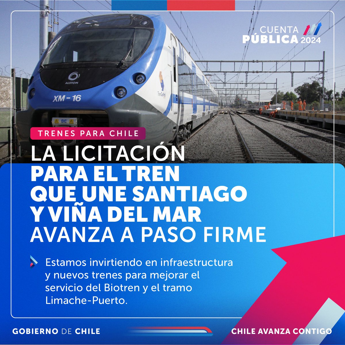 GobiernodeChile's tweet photo. #CuentaPública2024 | #TrenesParaChile siguen sumando servicios y en 2023 alcanzaron 65 millones de pasajeros.

Conoce cómo #ChileAvanzaContigo en https://t.co/l4caiQuSb1 🇨🇱