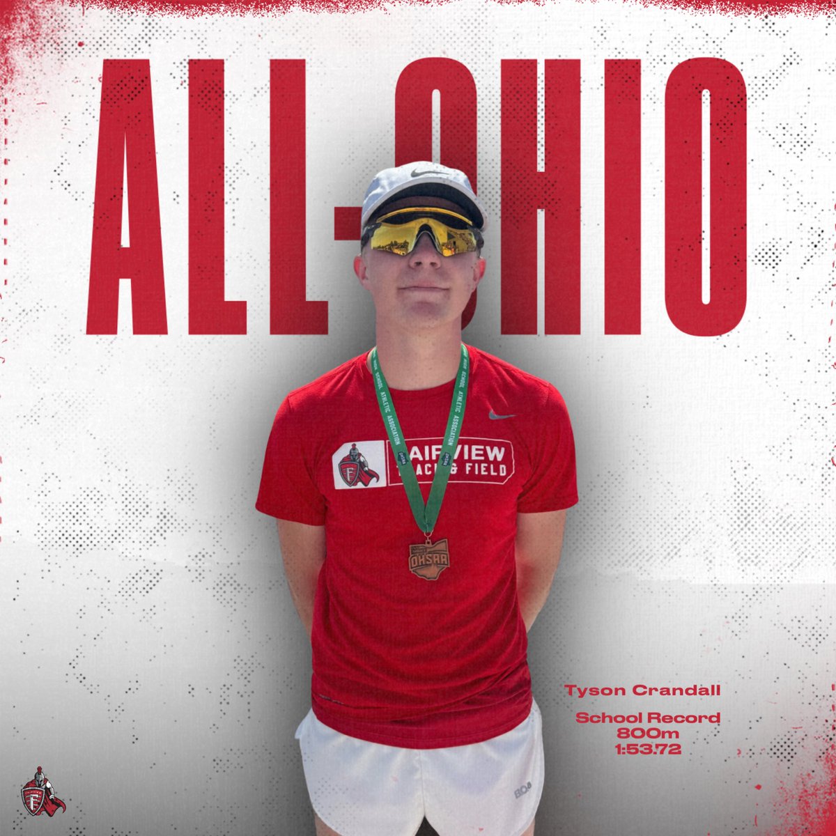 4x All-Ohioan and school record holder. What a race to cap off his Fairview career! Congratulations, Tyson! 1:53.72 in the 800m and a 3rd place finish on the biggest stage!
#WarriorPride