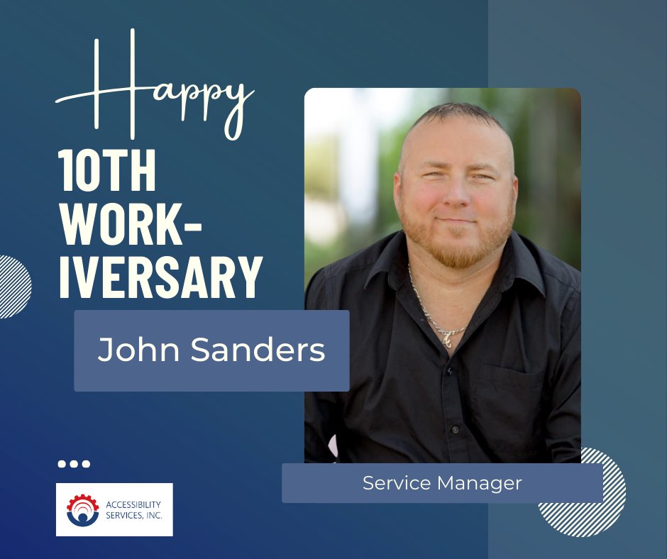 access_svcs's tweet photo. #TeamASI is lucky to have John Sanders leading our Service Team.

For a DECADE, John has supported our #Veterans living with disabilities. We can't thank him enough!

Happy 10th Work-iversary, John Sanders🎉
#appreciationpost 

https://t.co/hjAG80I7oM https://t.co/FhMNaoYdAJ