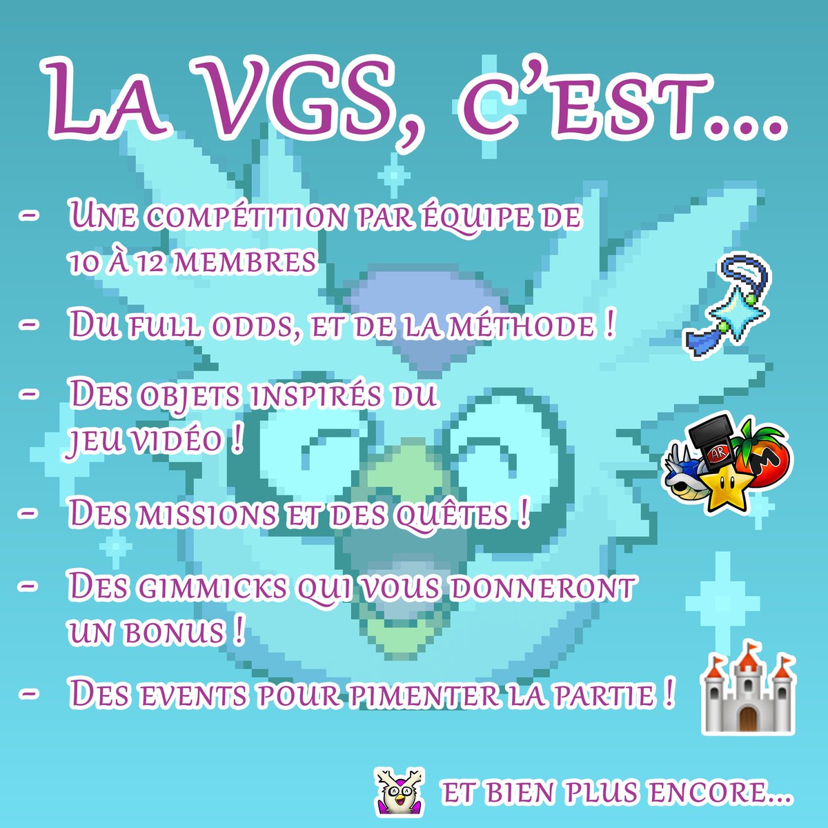 Bonjour à tous ! Je vous annonce que l’édition 8 de la VGS approche à grand pas !

Du 29 Juin au 25 Août, venez montrer vos talents de SH dans une compétition endiablée ouverte au full odds et aux méthodes !

Rejoignez le serveur Discord dès maintenant !
discord.gg/DsvSTZ266q