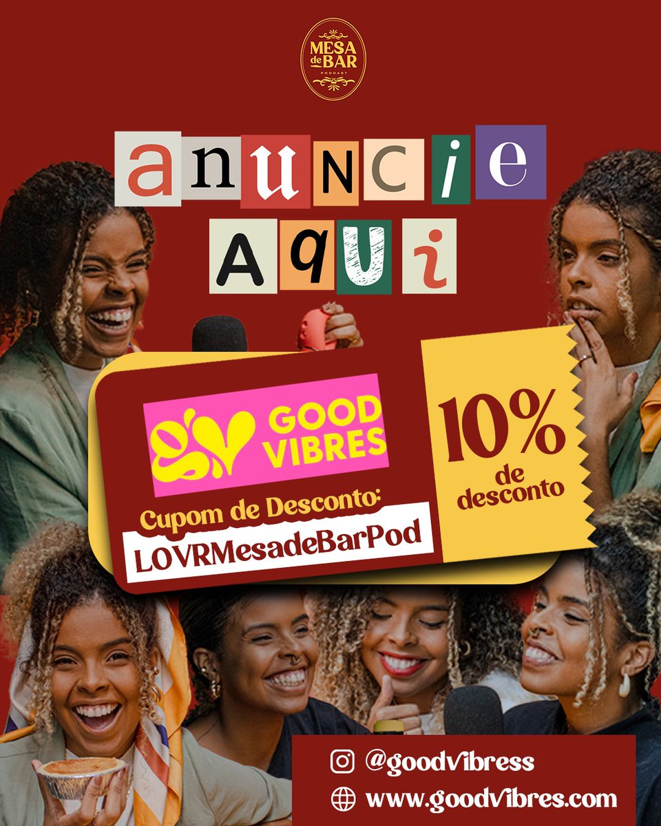 Deu o papo aqui, use o cupom LOVRMesadeBarPod e ganhe 10% de desconto no site da <a href="/goodvibresss/">Good Vibres</a>: goodvibres.com