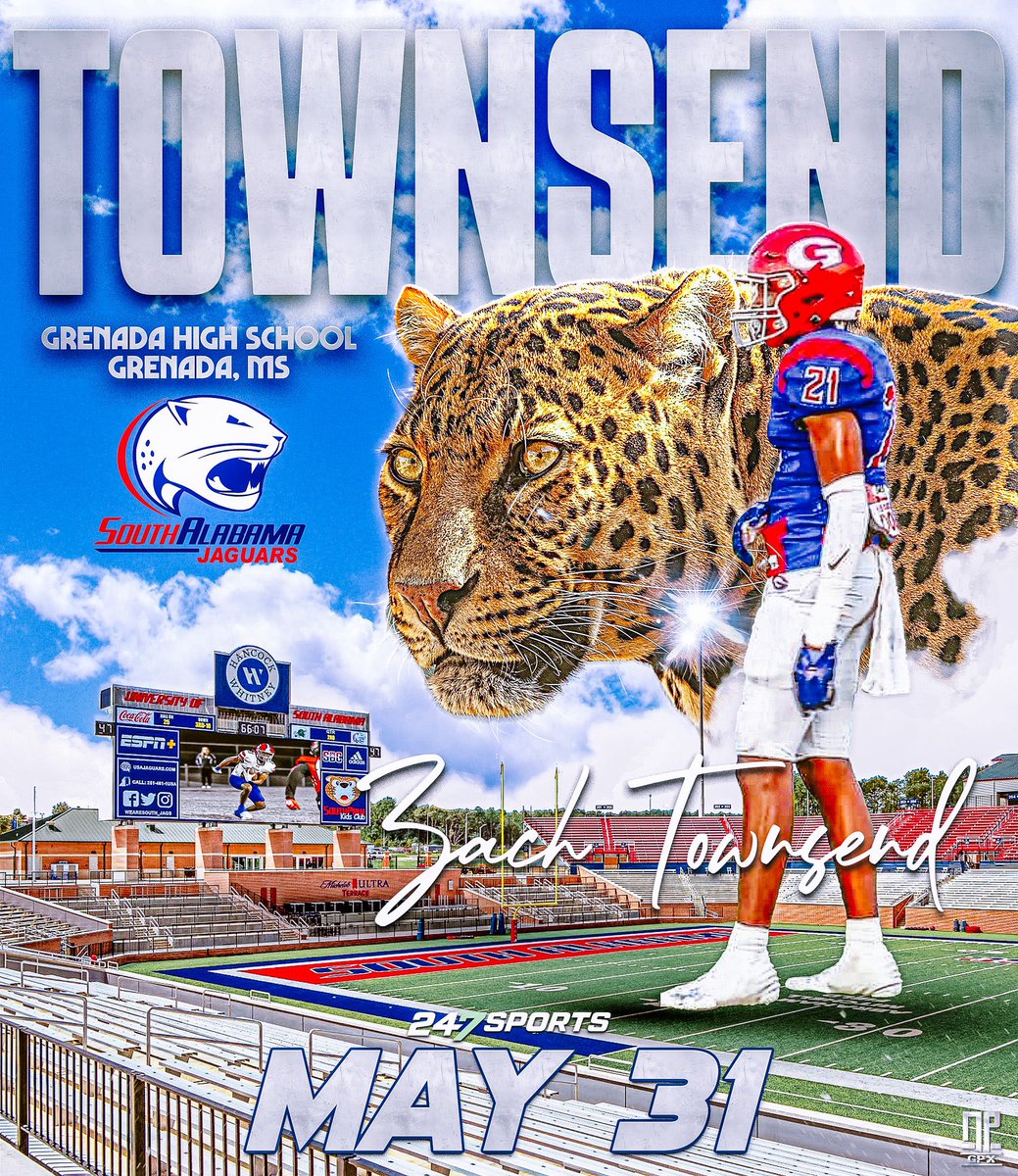 Grenada High School’s Zach Townsend (<a href="/zacherytownsen2/">zach_3</a>) visited The University of South Alabama on Friday for their camp. The class of 2025 defensive back prospect from Grenada, Mississippi is a definite talent and playmaker!