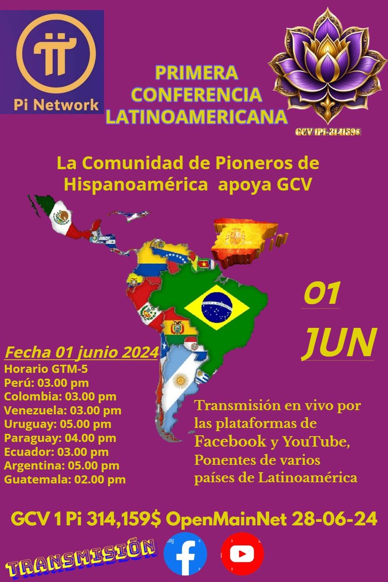 kesembc's tweet photo. Hello, this is the link for today's Latin American conference.
#PiNetwork
#PiArmy
#OpenMainNet
#PiGCV314159
#Pi2DayGCVOMMovement
#PiGCV
#PiCoreTeam
https://t.co/8PmemrlfJC https://t.co/7co3cqUQC3