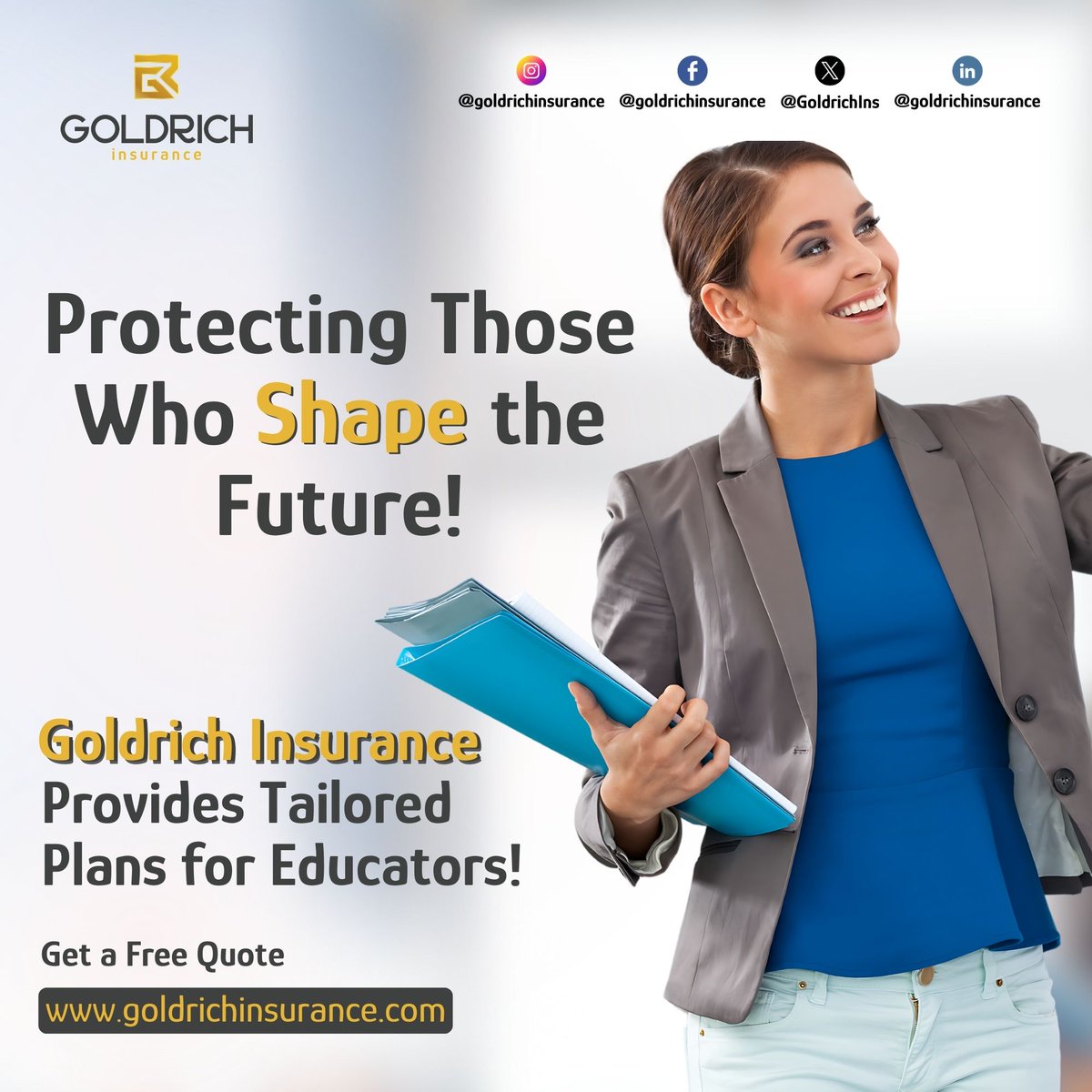 GoldrichIns's tweet photo. Protecting Those Who Shape The Future! Goldrich Insurance provides tialored plans for Educators/Teachers.

Get in touch with us:
https://t.co/mJUDGLHqWj

#lifeinsurance #insurance #healthinsurance #insuranceagent #financialplanning #homeinsurance #businessinsurance https://t.co/aHXsz78oCM