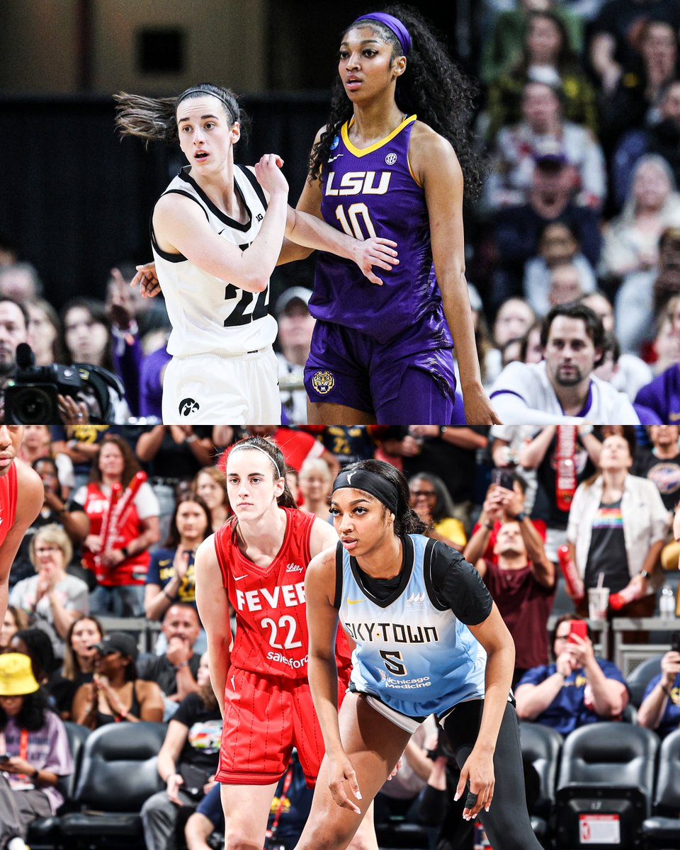 Caitlin Clark 🆚 Angel Reese From college to the WNBA 🍿 @CaitlinClark22 @Reese10Angel