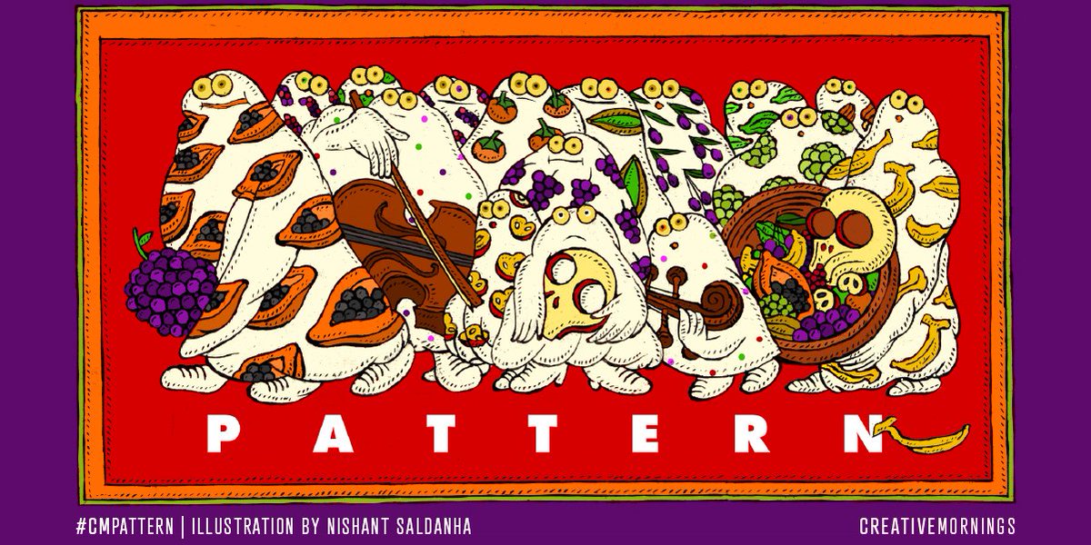 June’s global theme is PATTERN. It was chosen by our Chennai chapter <a href="/CM_Chennai/">CreativeMornings Chennai</a> and illustrated by Nishant Saldanha @___nishant. creativemornings.com/blog/june-them… Create a new pattern in your social feed with this month’s hashtag: #CMpattern