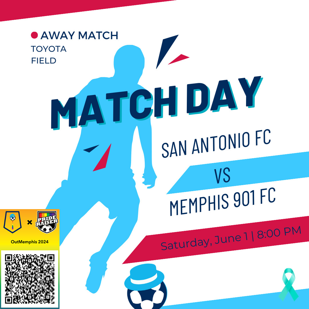 BluffCityMafia's tweet photo. ⚽MATCH DAY (Away) ⚽
Memphis 901 FC is on the road at San Antonio FC
🏳️🌈🏳️🌈HAPPY PRIDE! 🏳️🌈🏳️🌈
Check out our Prideraiser campaign benefiting Out Memphis!
#defendmemphis #kingsofneon #soccerisforeveryone https://t.co/B4LotPe3ES