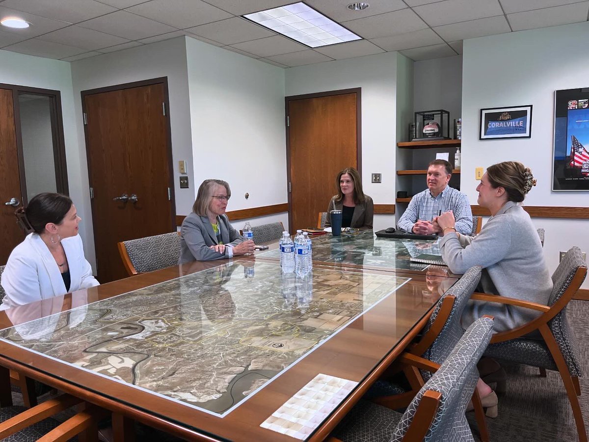 RepMMM's tweet photo. Great meeting with Coralville Mayor Meghann Foster and other city representatives to discuss economic development projects, as well as community project funding. https://t.co/hvTOK7D94k
