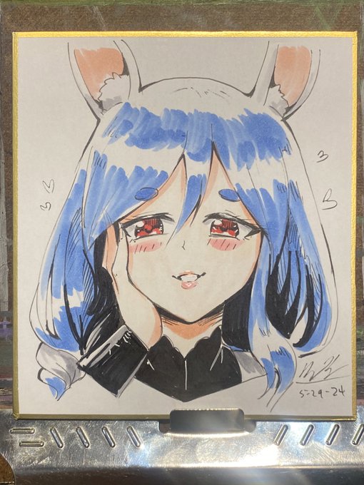 「blue hair rabbit ears」 illustration images(Latest)