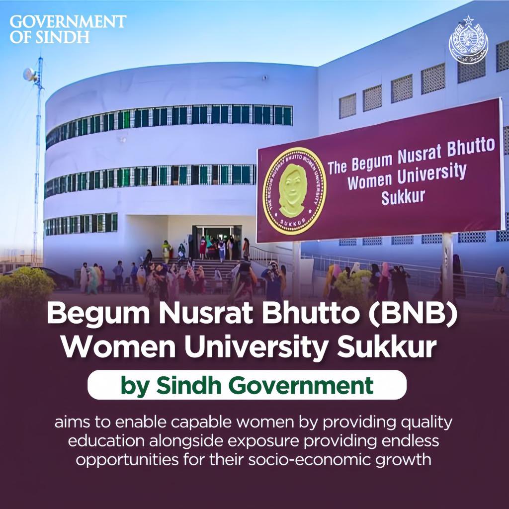 #BegumNusrat Bhutto University, founded by the #PPP #SindhGovt shines as an educational oasis offering diverse courses and opportunities for students across Sindh.From humanities to sciences, this institution fosters excellence in every field
@BBhuttoZardari @AseefaBZ
@ShahNafisa