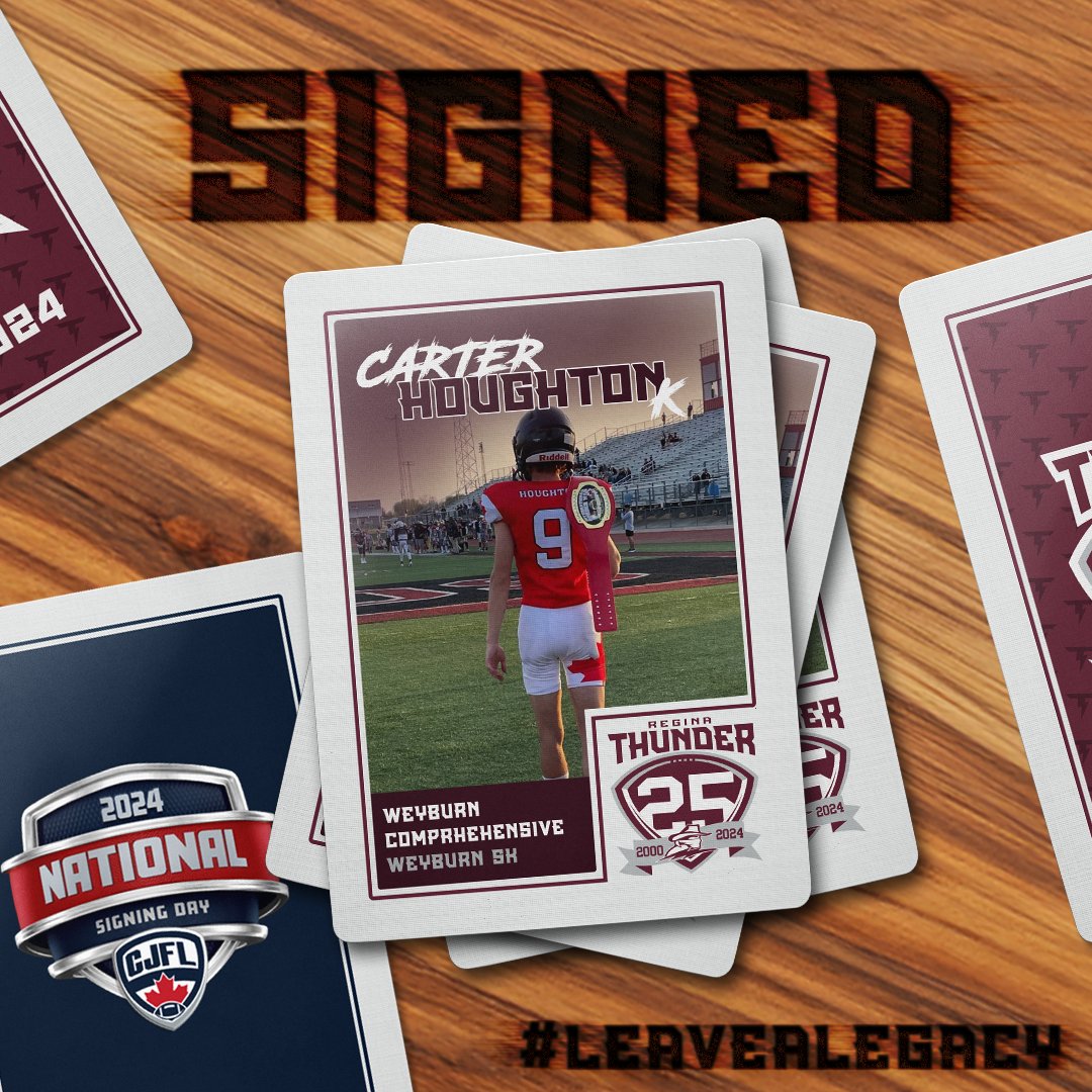 This eagle has landed with the Thunder!

Kicker Carter Houghton has committed to the grit!

#LeaveALegacy
#CJFLSigningDay