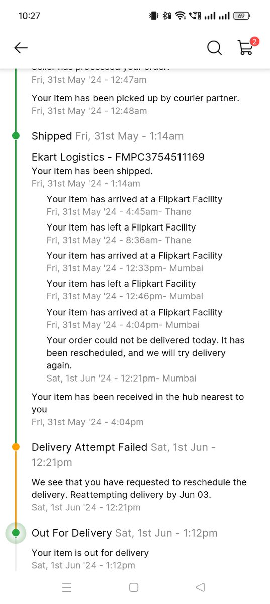 Sandeep68070605's tweet photo. My Product is Not Delivered 1 June Out Of Delivery  2 June  Out Of Delivery Na hi koi Delivery Boy Ka Call aaya hai 2 Din se 
Very Poor Service By Flipkart Service https://t.co/xmsThTD6R8