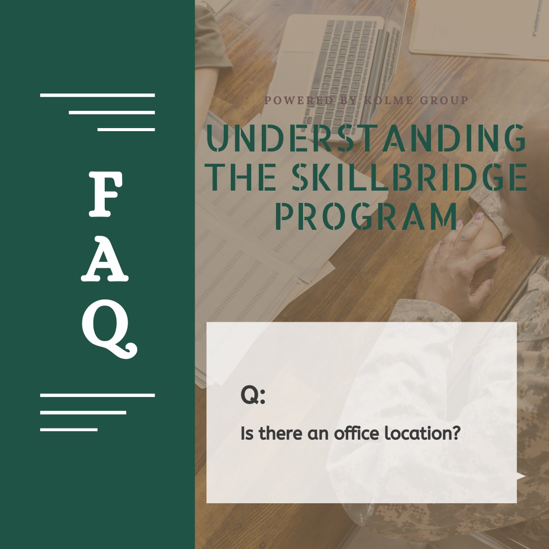 KolmeGroup's tweet image. @KolmeGroup   is a 100% remote company.

We have

✅ Employees
✅ @DoDSkillBridge  interns
✅ and customers
🌎 around the world.

Click here to learn more pulse.ly/idxtxnkrge

#kolmegroup #dodskillbridge #skillbridge #transitioningmilitary #transitioningservicemembers