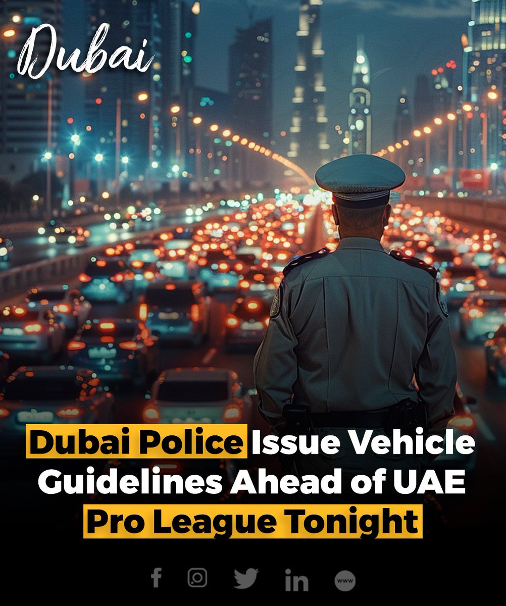RealStartupDXB's tweet photo. Dubai authorities issued guidelines for fans attending the UAE Pro League match tonight June 1 at Khalid Mohamed Stadium in Sharjah.
#DubaiPolice #UAEProLeague #KhalidMohamedStadium #TrafficGuidelines #FanSafety #VehicleRegulations #Sharjah https://t.co/80VEHxiobn