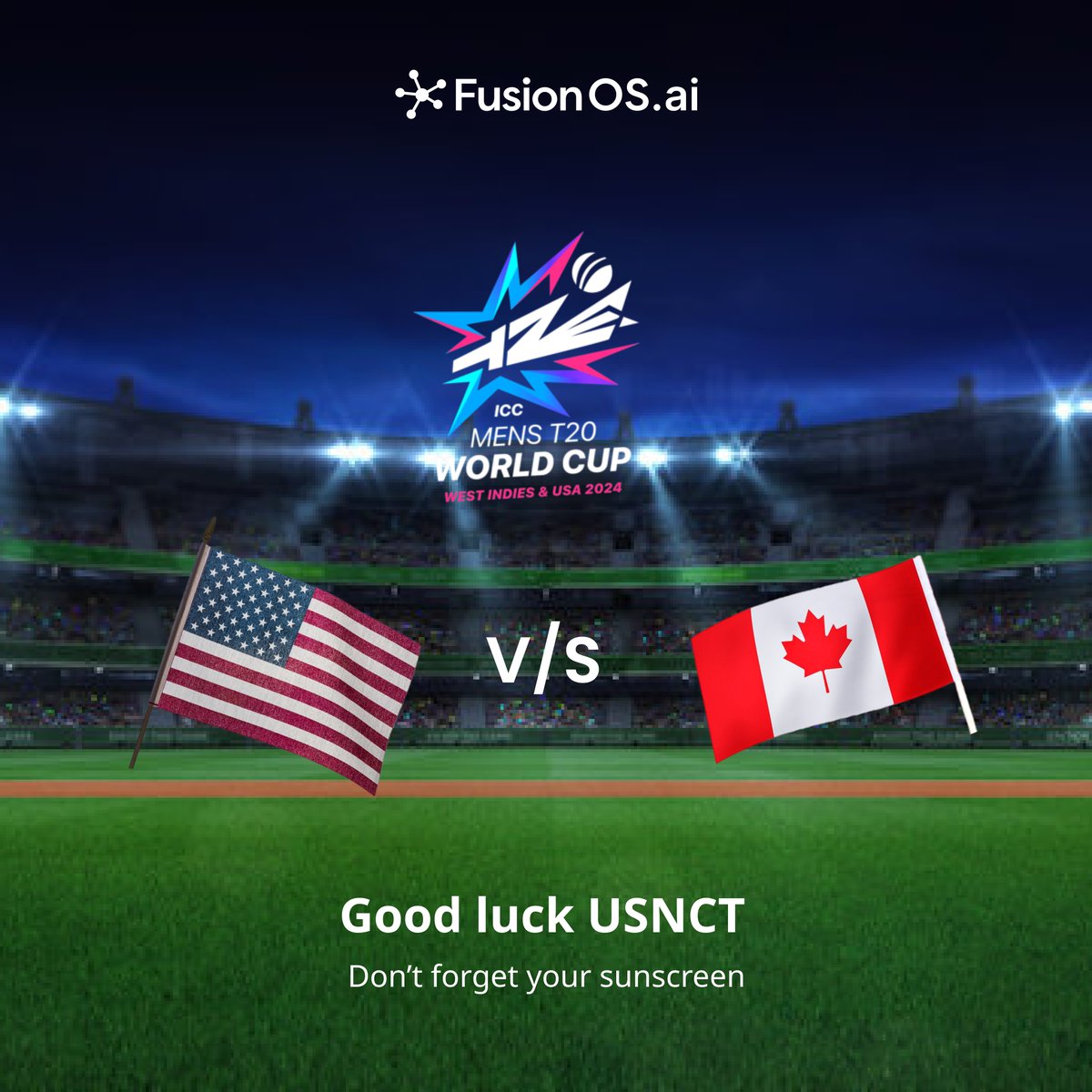 fusionads_ai's tweet image. The ICC Cricket World Cup starts tomorrow. We with the USNCT good luck for the tournament
Don&apos;t forget to put on sunscreen to battle scorching heat! #FusionOS #T20WorldCup