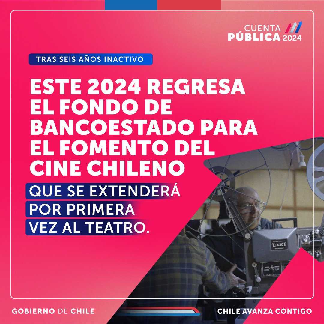 ¡Damos un impulso a las industrias creativas! Además del regreso del fondo, presentamos una ley que establece beneficios tributarios a empresas extranjeras para posicionar a Chile como un lugar atractivo para las producciones y coproducciones audiovisuales de series, películas y