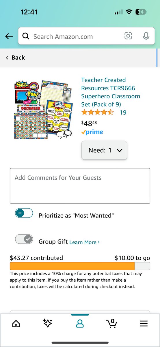 Only $10 away!!! <a href="/ClearTheList2/">ClearTheList – Helping Teachers Clear Their Lists</a> <a href="/clearinglists/">Team Clear The List</a> <a href="/ClearTheList1/">#ClearTheLists</a>  <a href="/Clearingthelist/">Clearthelist</a> <a href="/GivingClassroom/">Classroom Giving</a>  <a href="/HelpATeacher/">Help A Teacher</a>  @TheREALTeacher8 <a href="/WeAreTeachers/">We Are Teachers</a>  <a href="/milteachermarch/">Million Teacher March</a> <a href="/thomasjhenrylaw/">Thomas J. Henry Law</a>  <a href="/FitandFunPlay/">Fit and Fun Playscapes</a>  <a href="/GivingClassroom/">Classroom Giving</a> 

Trying to get a new classroom set up. 
amazon.com/wedding/share/…