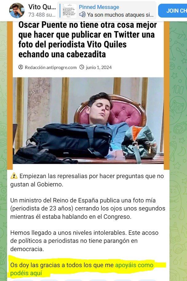 JulianMaciasT's tweet photo. Pillan a Vito Quiles echándose una siesta en el Congreso de los Diputados y aprovecha para pedirle dinero a sus seguidores. No tiene límites su falta de sentido del ridículo. https://t.co/SfGSqQuOFa