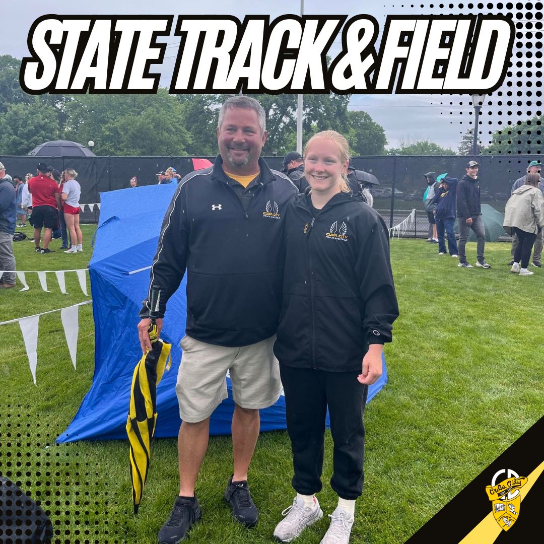 Congrats to Lily Fick who participated in the discus field event at the State Track and Field meet at UW-LaCrosse today. Lily placed 8th out of 15 with a throw of 109-7. 

Great job, Lily! The Cuban community is proud of you. 

Pictured is Throwing Coach Guy Kopp and Lily.