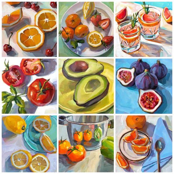 🎨Vicki McGrath American artist Collage fruit paintings 🍉🥝🍋 #Art #paintings #colors #fruits @duckylemon @mervalls @MaryBroderson @Rebeka80721106 @albertopetro2 @peac4love @paoloigna1 @GerberArancio @neblaruz @marmelyr @JohnLee90252472 @ampomata @JimBeattie18 @HeinzRudolf155